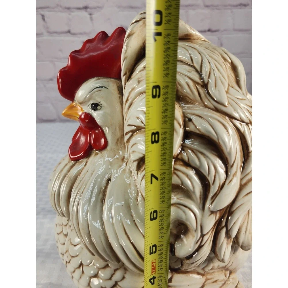Georgous 1966 Lg Hand Painted Atlantic Mold Ceramic Rooster Chicken Cookie Jar